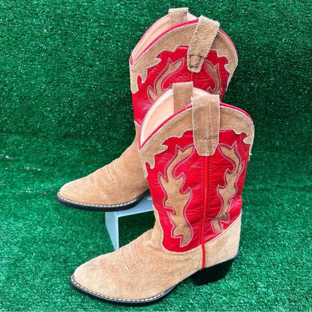 Old West Red and Cream‎ Leather Cowboy Boots